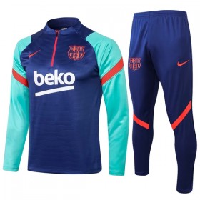 FC Barcelona Tréninkový Mikina Soupravy Čtvrt Zip 2021-22 Modrá zelená